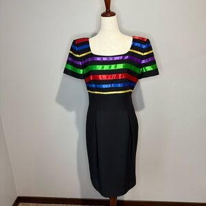 Vintage Maggy London Rainbow Dress – Size 8